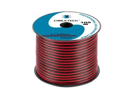 cabletech dvojlinka 2 x 0 2mm cierno cervena 100m cu al