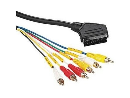 SCART - CINCH kábel, SCART konektor - 6x CINCH konektor, 1,5m