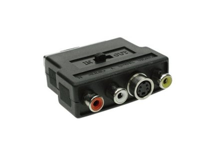SOLIGHT SCART redukcia, SCART konektor - S-VIDEO + 3 x CINCH zdierka, prepínateľná, manžeta
