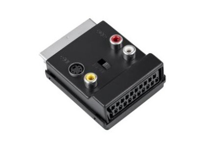 SCART redukcia, SCART konektor - SCART zdierka - S-VIDEO + 3 x CINCH zdierka, prepínateľná