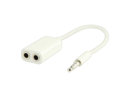 VALUELINE JACK stereo káblová redukcia 4-pólová, JACK 3,5mm konektor - 2x JACK 3,5mm zdierka 20cm, plastová, biela