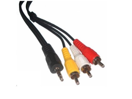 CINCH - JACK audio-video kábel, 3x CINCH konektor - JACK 3,5mm konektor 4-pólový 1,5m