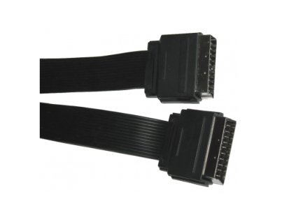 HQ SCART kábel plochý, SCART konektor priamy - SCART konektor priamy, 21-pin, 1,5m