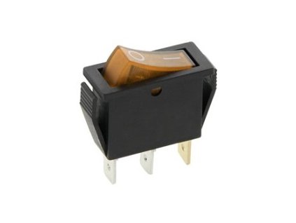 Kolískový prepínač 3-pin, 12V, žltý, podsvietený