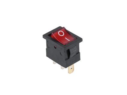 Kolískový mini prepínač 3-pin, 230V, červený, podsvietený