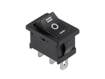 Kolískový 3-polohový mini prepínač 3-pin, 230V, čierny