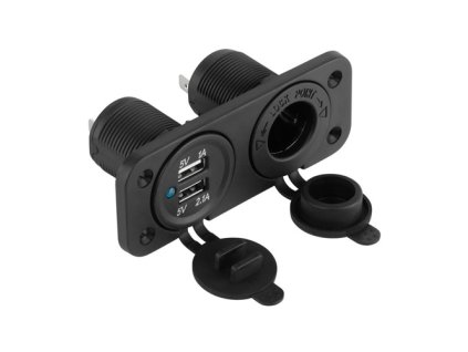 Peiying nabíjačka do auta 2xUSB 3,1A + autozásuvka, panelová