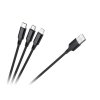 REBEL USB kábel / redukcia, USB konektor - USB micro + C + Lightning konektor 1m