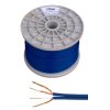 Plochá tienená dvojlinka 2 x 3mm², modrá, 100m