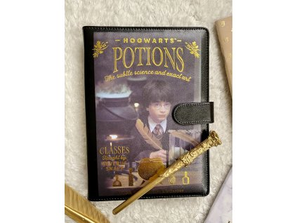 Diář/zápisník černý se zlatou hůlkou, Harry Potter