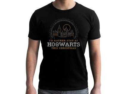 9200 Pánské triko Christmas Hogwarts černé vel M HP 1