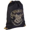 10524 Vak, pytlík černý s erbem Hogwarts, HP, zlaté šňůrky (40 cm)
