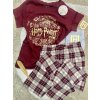 Pyžamo dámské vínové s károvanými kalhotami, Harry Potter