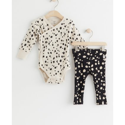 Lindex Žebrovaný set - zavinovací rostoucí body + legíny (Velikost 62)