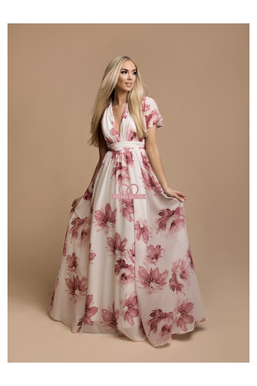 Šaty družička VICKY růžové květy