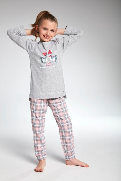 Dívčí pyžamo Zimní den šedo růžové