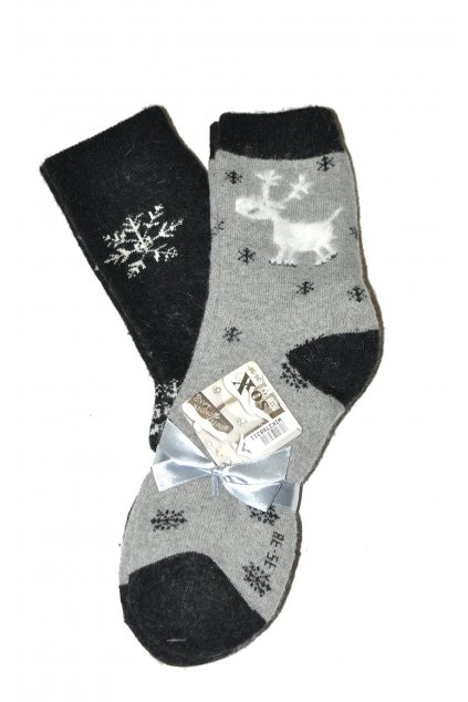 Dámské ponožky Vánoce šedo černé - pár