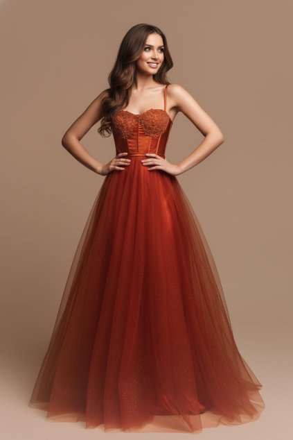 Plesové šaty EUNICE oranžové