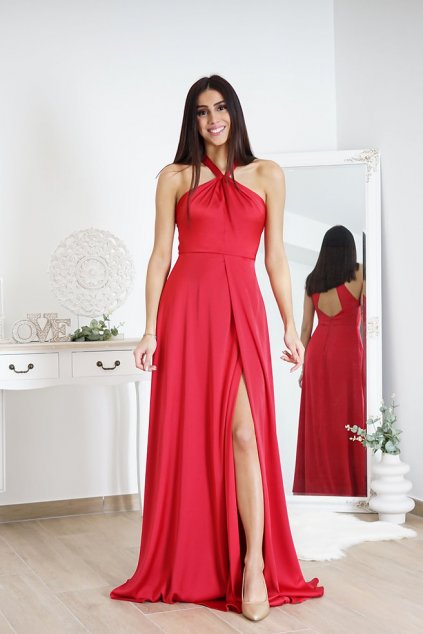 Saténové šaty LEA červené