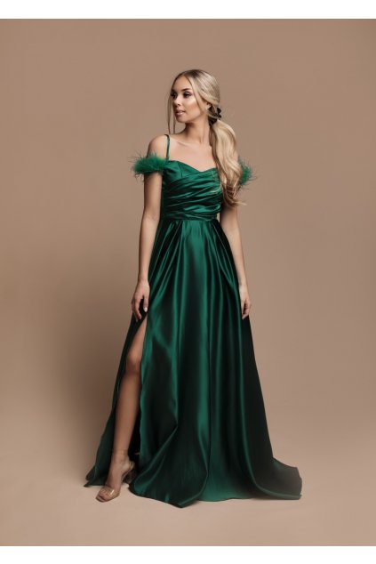 Plesové saténové šaty Joyce zelené