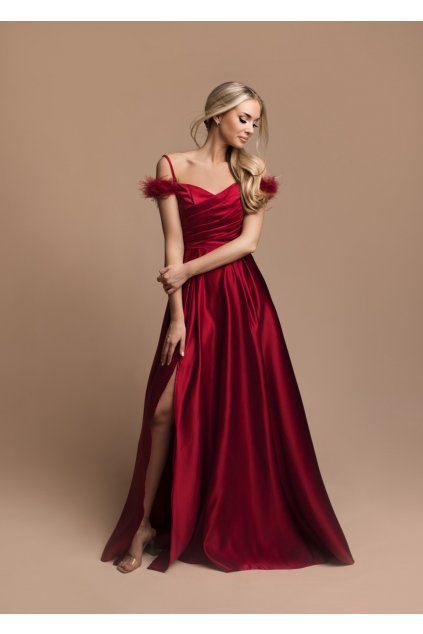 Plesové saténové šaty Joyce červené