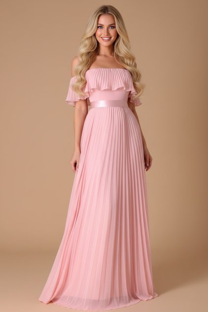 Plisované šaty pro družičky LAURA růžové