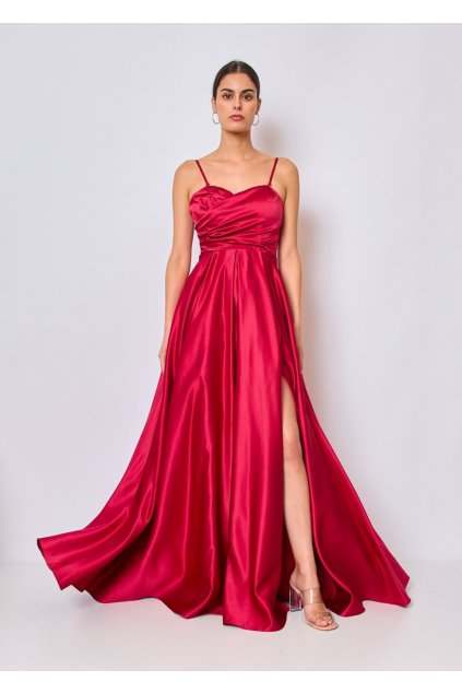 Saténové plesové šaty Teresa červené