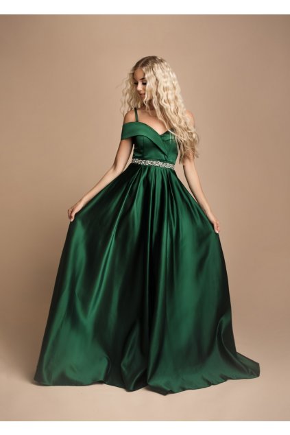 Maturitní šaty saténové PATRICIA zelené