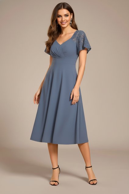 Společenské midi šaty MOLLY modré