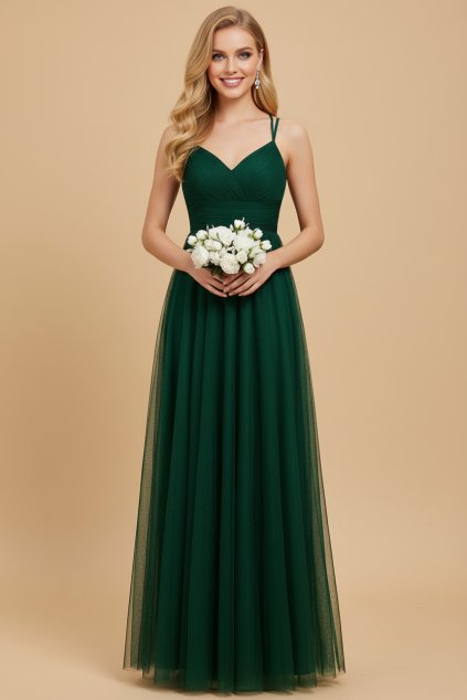 Družičkovské Šaty VIENNA tmavě zelené