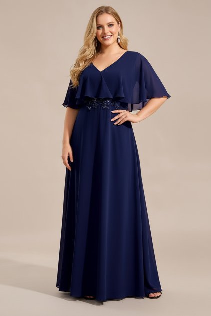 Společenské šaty pro plnoštíhlé JASIA tmavě modré