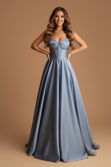 Společenské saténové Šaty RUTH světle modré