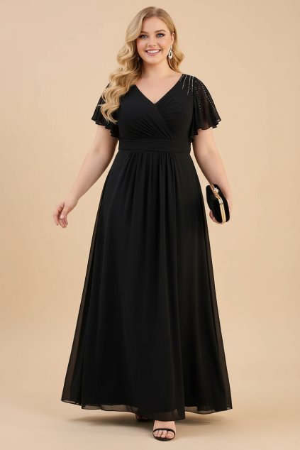 Společenské šaty pro plnoštíhlé PALMER černé