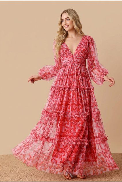 Maxi Šaty pro družičky LEONIA červené