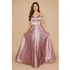Společenské saténové Šaty DORIANE starorůžové