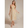 Společenské midi šaty s flitry NOA zlaté