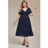 Společenské midi šaty pro plnoštíhlé MARIENNA tmavě modré