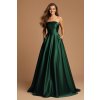 Saténové plesové šaty ALIZEE tmavě zelené