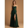 Společenské saténové Šaty MADELEINE tmavě zelené