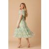 Midi floral dress for wedding pistachio green