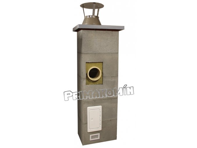 Komínový systém 7 m, 200 mm, s ventilační šachtou, kolmá odbočka