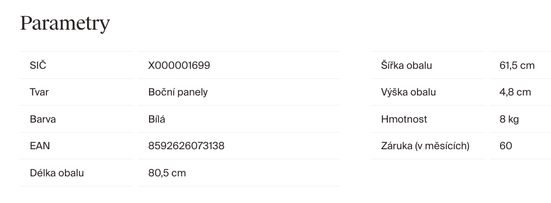 parametry-ravak-bocni-panel-70-mdf-bila