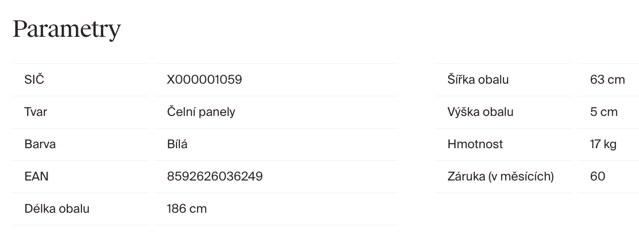 parametry-ravak-panel-celni-mdf-bila