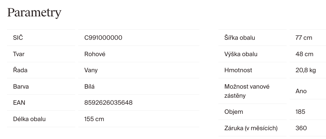 parametry-ravak-behappy-ii-150x75-c991000000