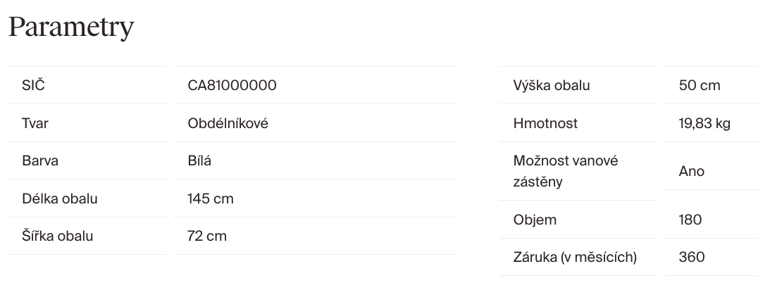 parametry-ravak-classic-140x70-ca81000000