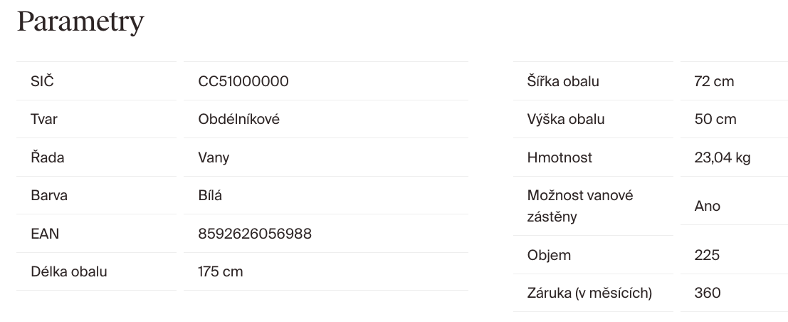 parametry-ravak-classic-ii-170x70-cc51000000