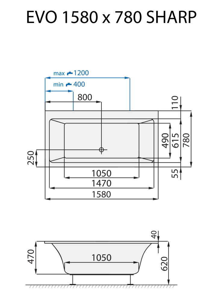 santech-evo-sharp-158x78-cm-technicky-nakres