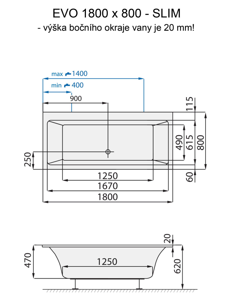 santech-evo-slim-180x80-cm-technicky-nakres