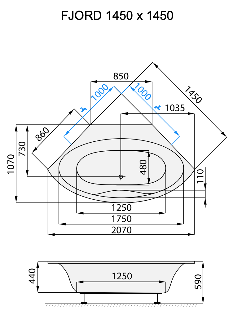santech-fjord-145x145-cm-technicky-nakres