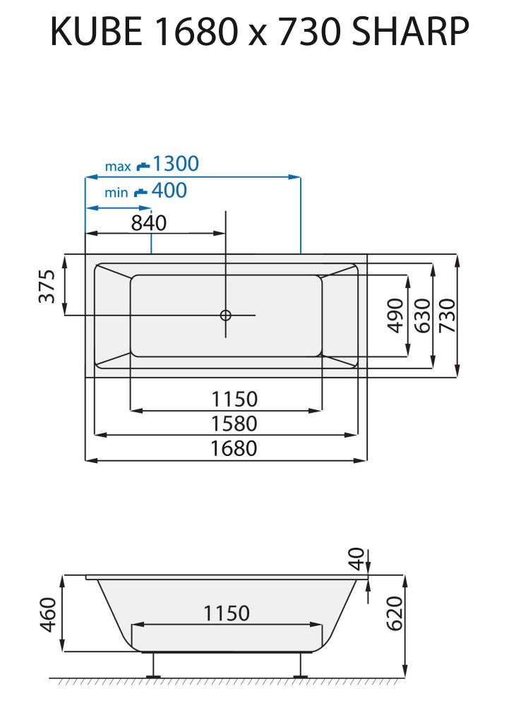 santech-kube-sharp-168x73-cm-technicky-nakres